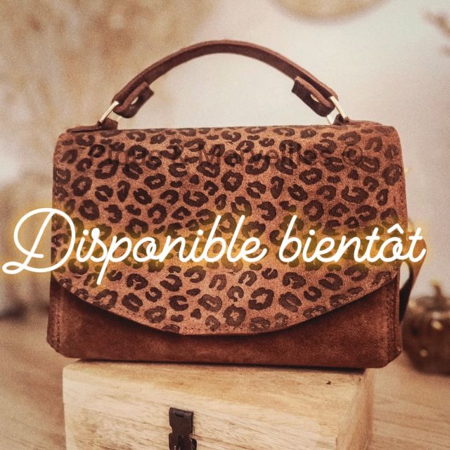 Sac Le Leonin - cuir cognac grave leopard