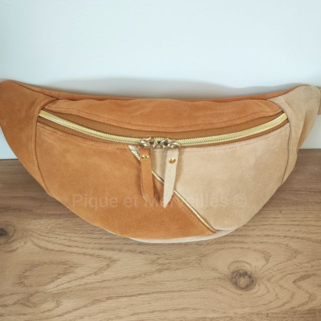 Sac banane Cuir camel/nude